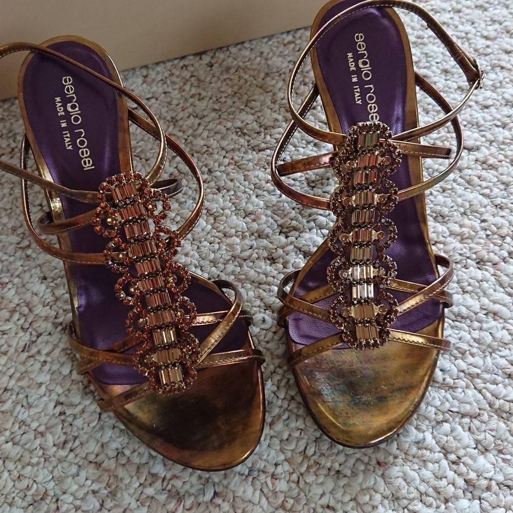 Sergio Rossi pelle Murano Floyd - metallic gold size 6.5
